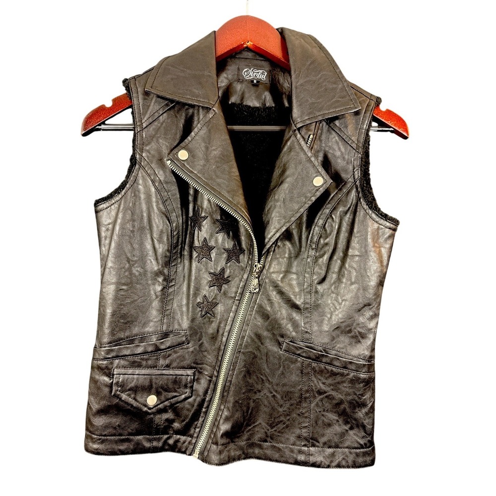 Sinful ladies Biker fleeced lined motorcycle vest small RARE ITEM